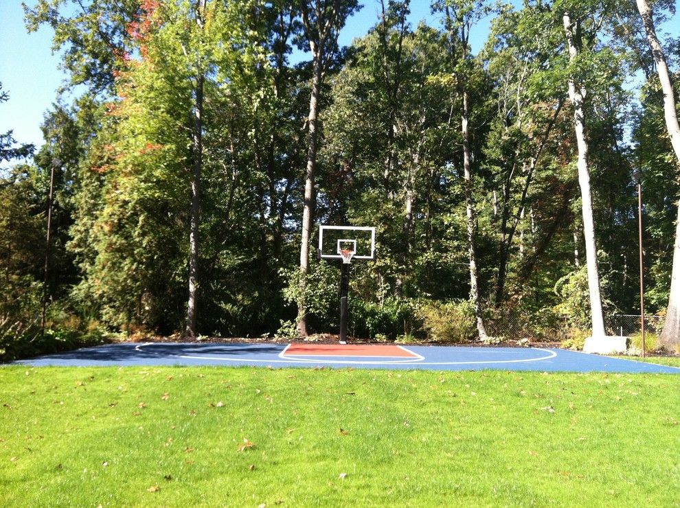 Dimensions of a Basketball Court for a Traditional Landscape with a Striped and Michael L's Pro Dunk Platinum Basketball System on a 48x30 in Sacramento, Ca by Pro Dunk Hoops