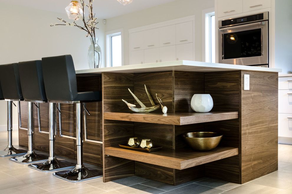 Dlux for a Contemporary Kitchen with a Herringbone Tile and Lindenwoods by Dlux Design & Co.