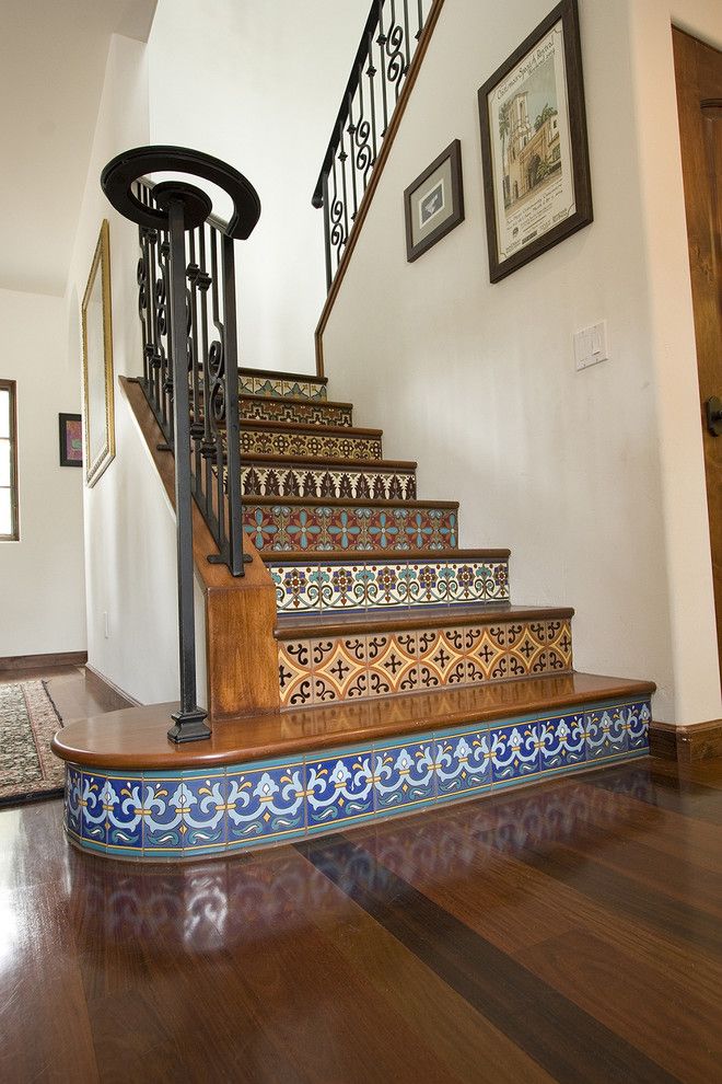 Dolphin Carpet and Tile for a Mediterranean Staircase with a Staircase and Mediterranean Staircase by Ambiencephoto.com