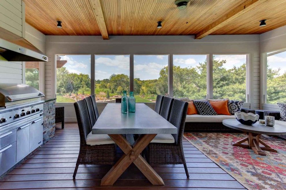 Donald Fagan for a Contemporary Porch with a Tv and Lake Elmo Screened Porch by Mcdonald Remodeling