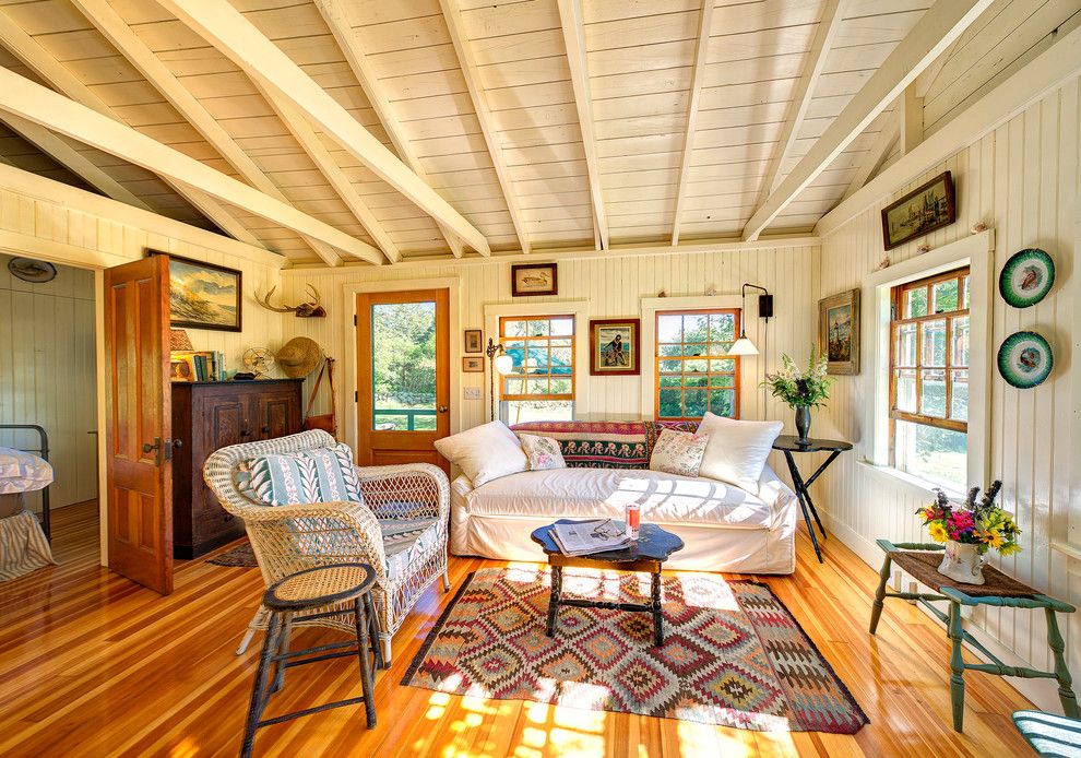 Door Jambs for a Rustic Living Room with a Shabby Chic and Chilmark Renovated Shack by Bob Gothard Architectural Photographer