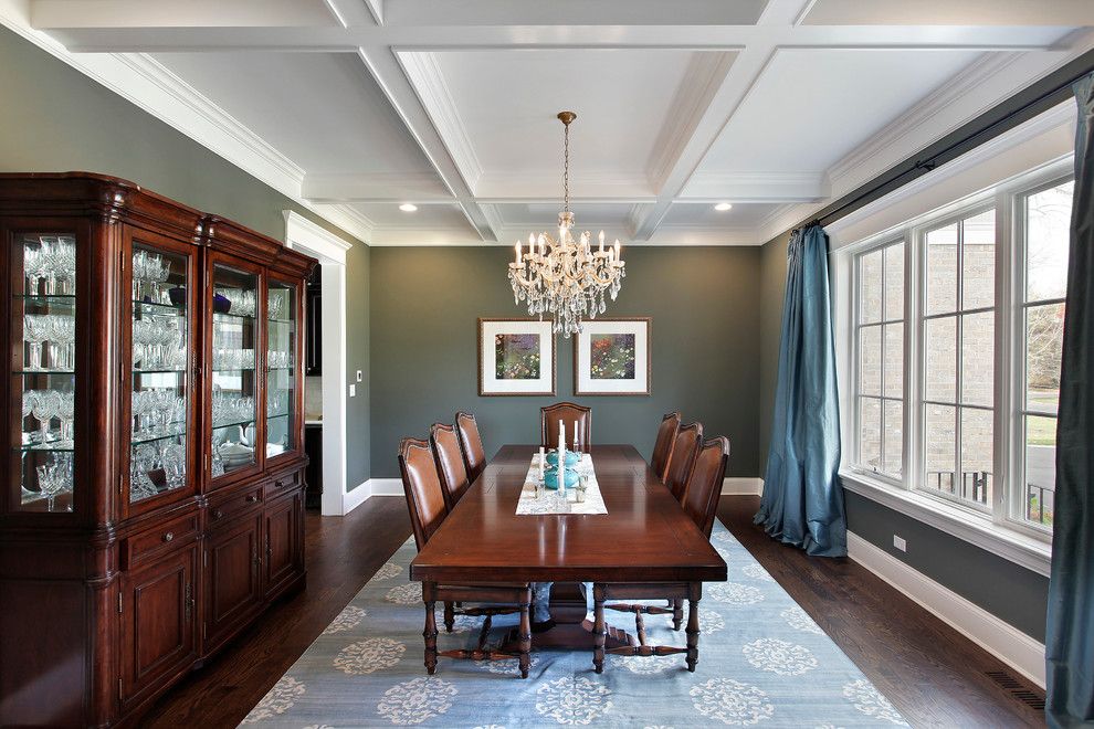 Drakes Landing for a Traditional Dining Room with a Blue Curtains and Design/build Winnetka by Sterling Wilson Design