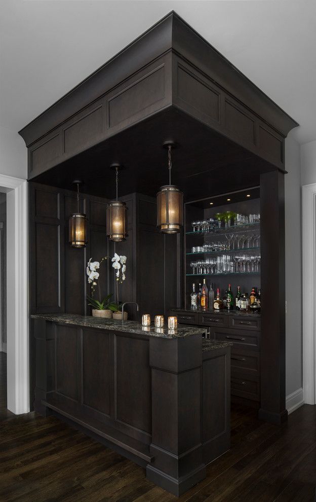 Dry Bar Upper East Side for a Transitional Home Bar with a Glassware and Amw Design Suffield by Amw Design Studio