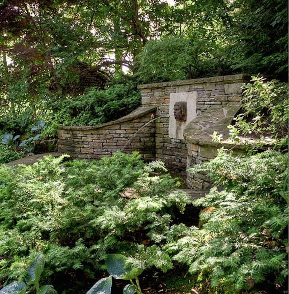 Drying Hydrangeas for a Traditional Landscape with a Dry Stone Columns and Timeless by Landscape Plus Ltd