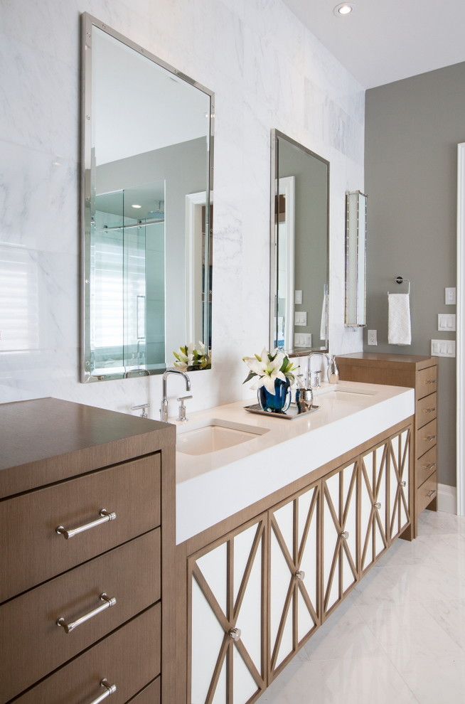Dutalier for a Contemporary Bathroom with a Double Bathroom Vanity and 2013 Fall Hospital Home Lottery by Atmosphere Interior Design Inc.