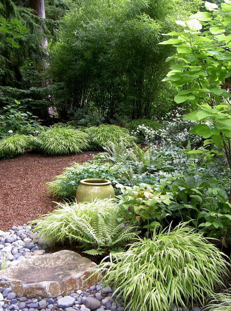 Dutalier for a Contemporary Landscape with a Forest and Lytle Road, Bainbridge Island   Shaded Creek by Bliss Garden Design