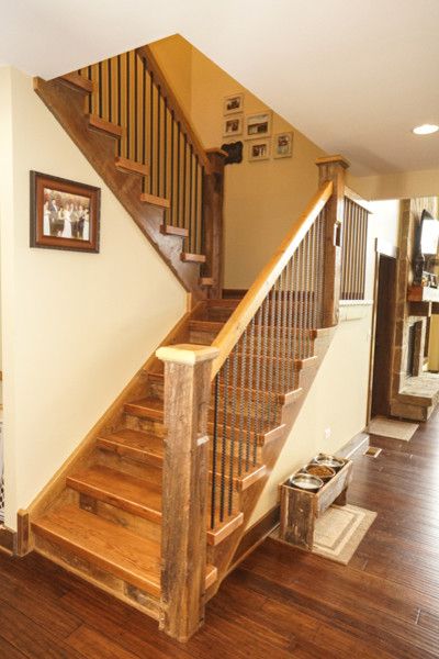 Ecosmart for a Rustic Staircase with a Net Zero Homes and Grand Teton Eco Smart Home | Naperville, Il by Djk Custom Homes