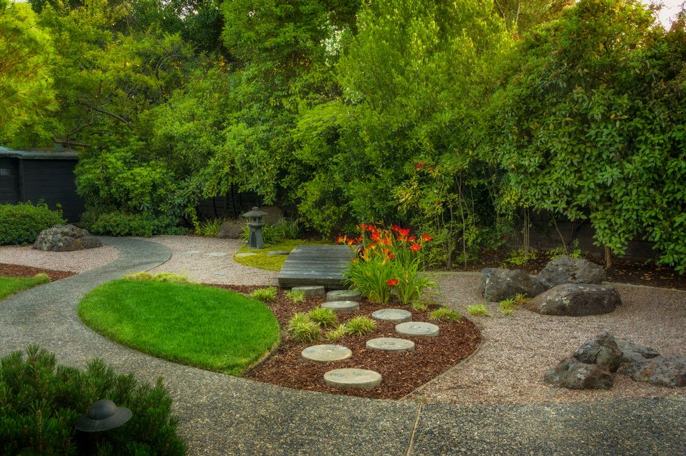 Edens Garden for a Asian Landscape with a Path and Atherton Japanese Garden by Kikuchi + Kankel Design Group