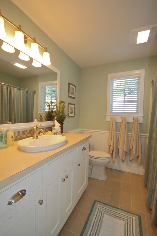 Edith Wharton House for a Beach Style Bathroom with a Leed Certified Platinum and Summers Gate Eight Cottage by Cottage Home, Inc.