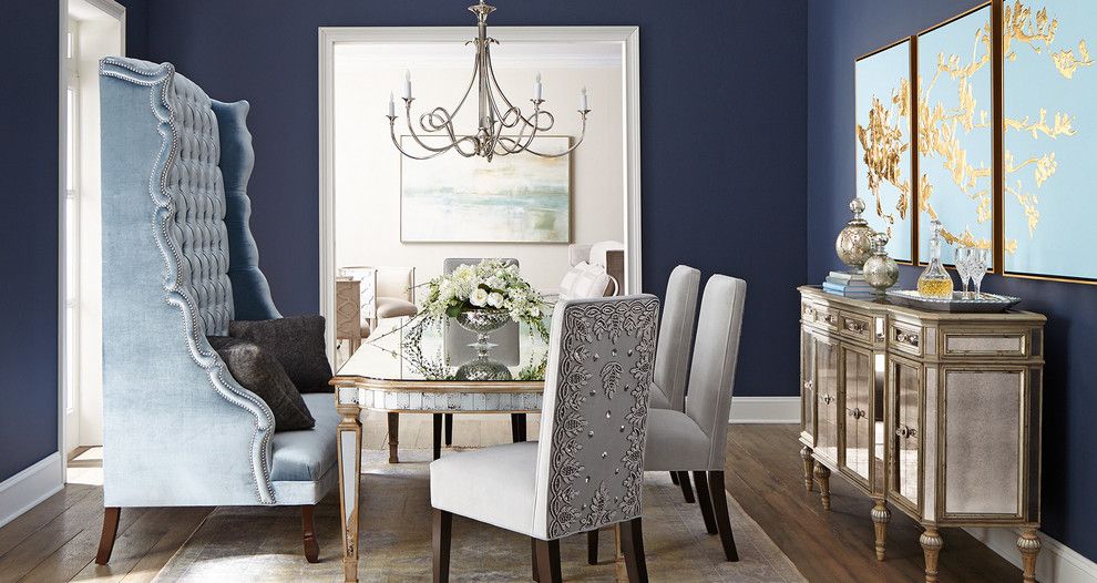 Edmond Furniture Gallery for a Transitional Dining Room with a Velvet Bench and Horchow by Horchow