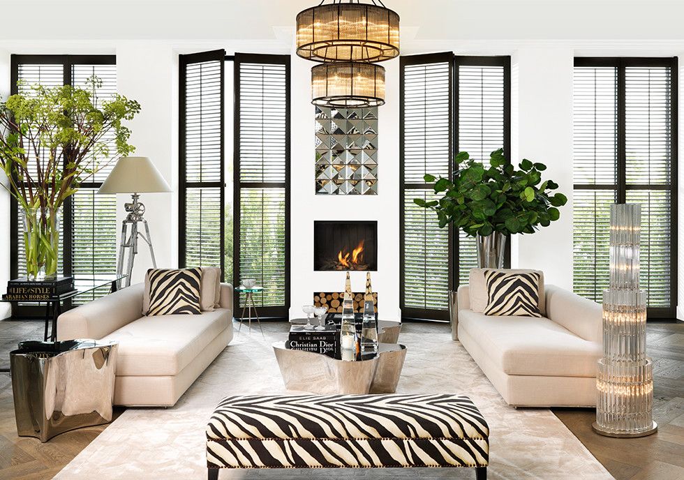 Eichholtz for a Modern Living Room with a Art Deco Lighting and a Mix of Creams, Zebra Print and Art Deco by Uber Interiors