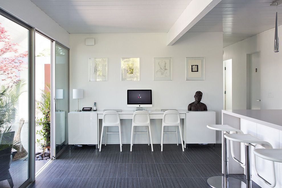 Eichler House for a Midcentury Home Office with a Caesarstone and Double Gable Eichler Remodel by Klopf Architecture