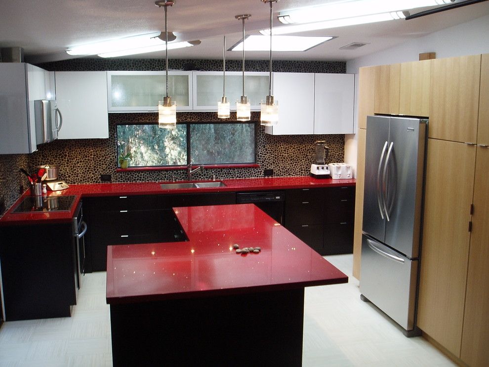 El Dorado Hills Theater for a Modern Kitchen with a Red and Streng Kitchen. Nar Fine Carpentry. Sacramento. El Dorado Hills by Nar Fine Carpentry, Inc./design.build.cabinetry