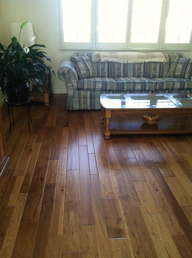 El Dorado Hills Theater for a Traditional Living Room with a Reward Random Walk Hickory Hardwood Flooring and Hardwood Flooring by Precision Flooring