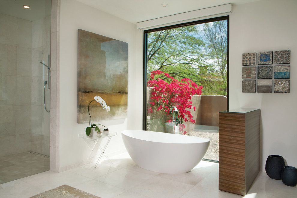 Electic for a Contemporary Bathroom with a Interior Design Details and Calm Contemporary by Janet Brooks Design