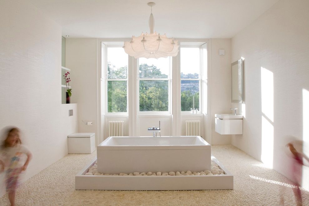 Electic for a Modern Bathroom with a White Chandelier and Master en Suite   Bath, England by Deana Ashby   Bathrooms & Interiors