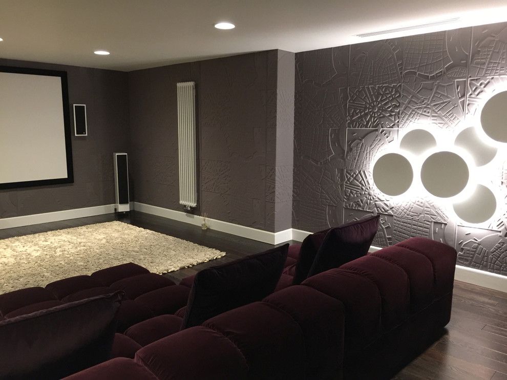 Elitis for a Traditional Home Theater with a Elitis and Z Townhouse by Fj Interior Design