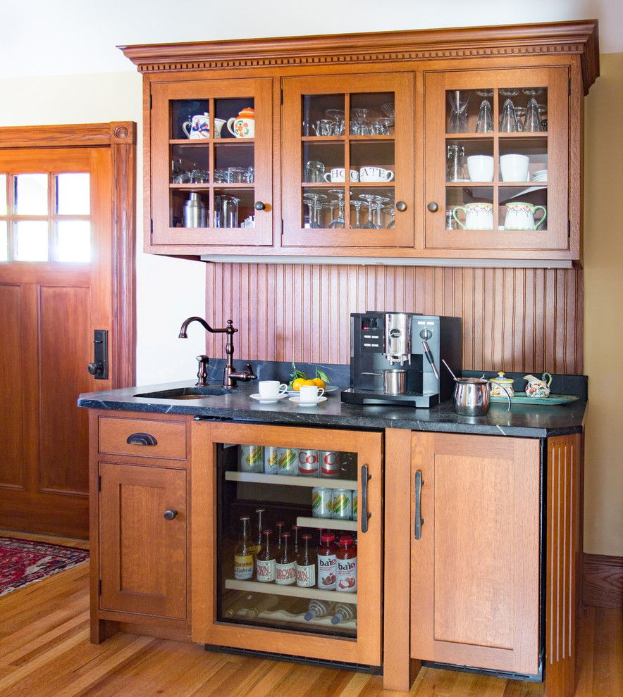 Elkay.com for a Traditional Home Bar with a Thermador and Melrose Graham Kitchen by Heartwood Kitchens