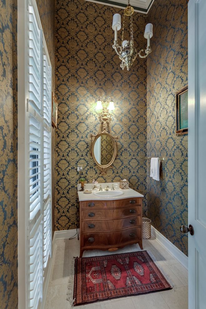 Enterprise Naples Fl for a Traditional Powder Room with a Chandelier and Peacock Residence   Quail Creek Cc, Naples by Home Photo Architectural Photography