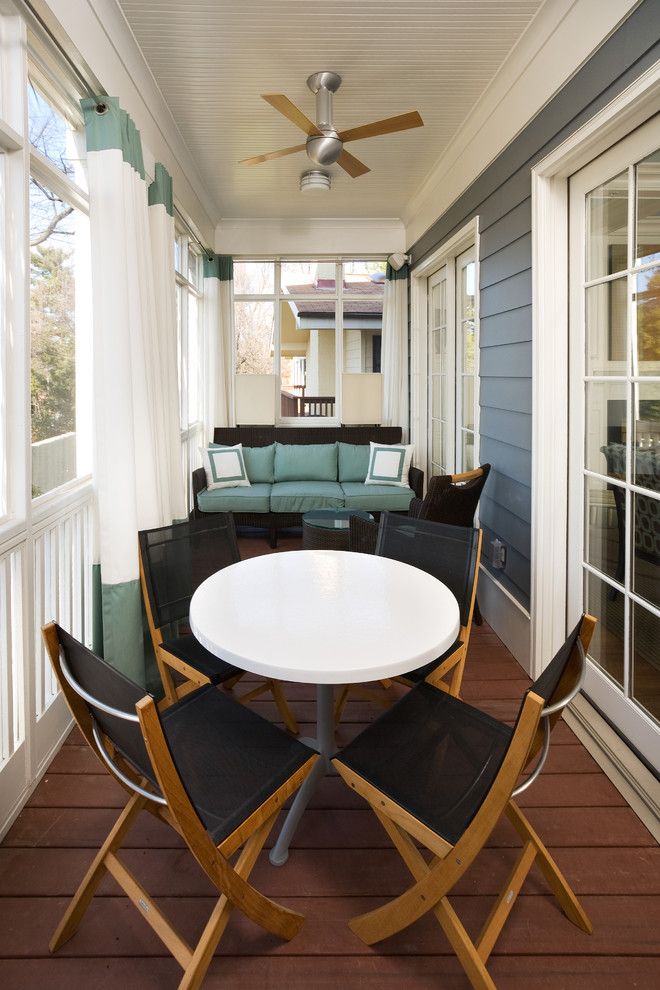 Euro Sham Size for a Contemporary Balcony with a Painted Beadboard Ceiling and Porch by Sroka Design, Inc.