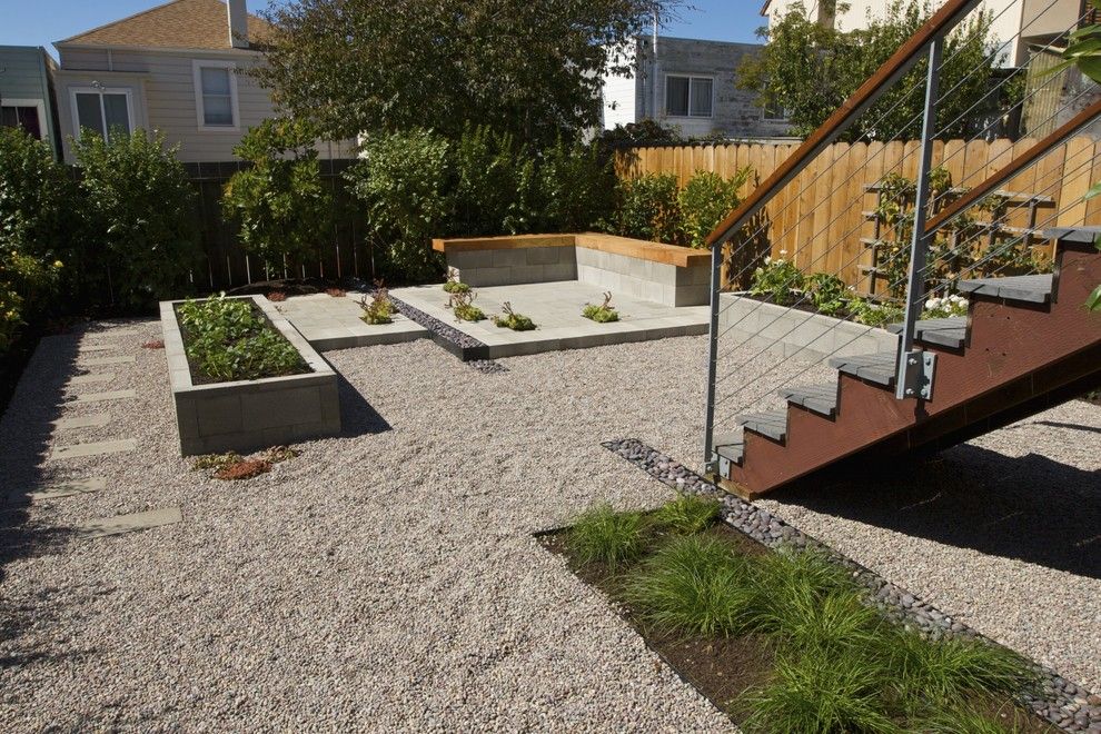 Ewing Irrigation for a Contemporary Landscape with a Gravel and Backyard by Terra Ferma Landscapes