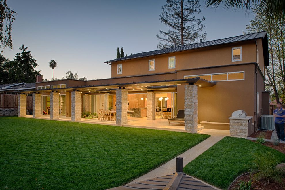 Excalibur Homes for a Contemporary Exterior with a Sliding Door and Back Yard with Terrace by Cast Architecture