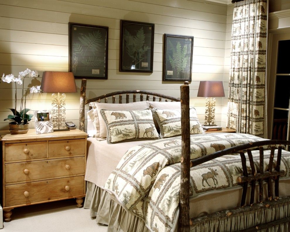 Fabric Stores Charlotte Nc for a Rustic Bedroom with a Bed and Home Design Photos by Jean Macrea Interiors, Inc.