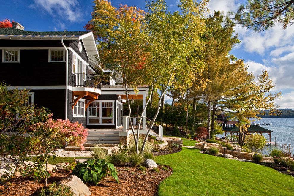 Falling Waters Frank Lloyd Wright for a Traditional Landscape with a Gable Roof and Brauner Residence by Phinney Design Group