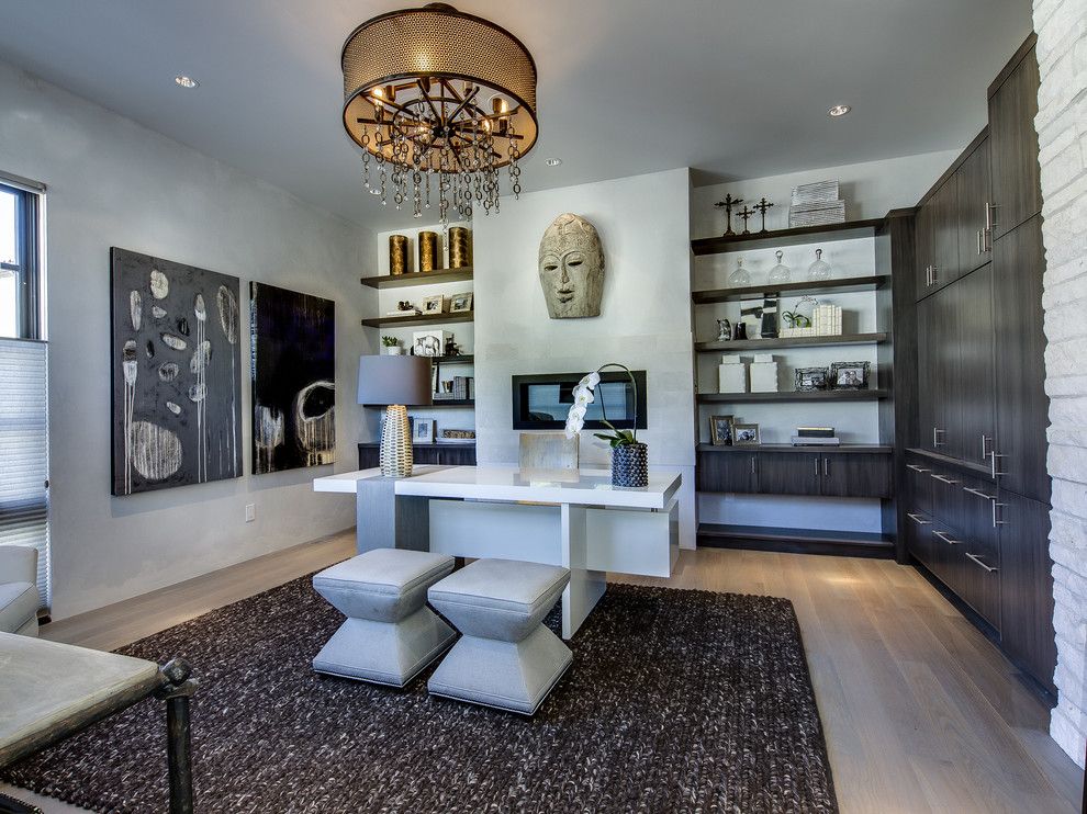 Famous Contemporary Artists for a Contemporary Home Office with a Open Shelves and Denver Design Showhome by Teri Fotheringham Photography