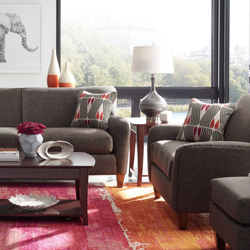 Fans Edge Promo Code for a Contemporary Living Room with a Pink Rug and La Z Boy by La Z Boy