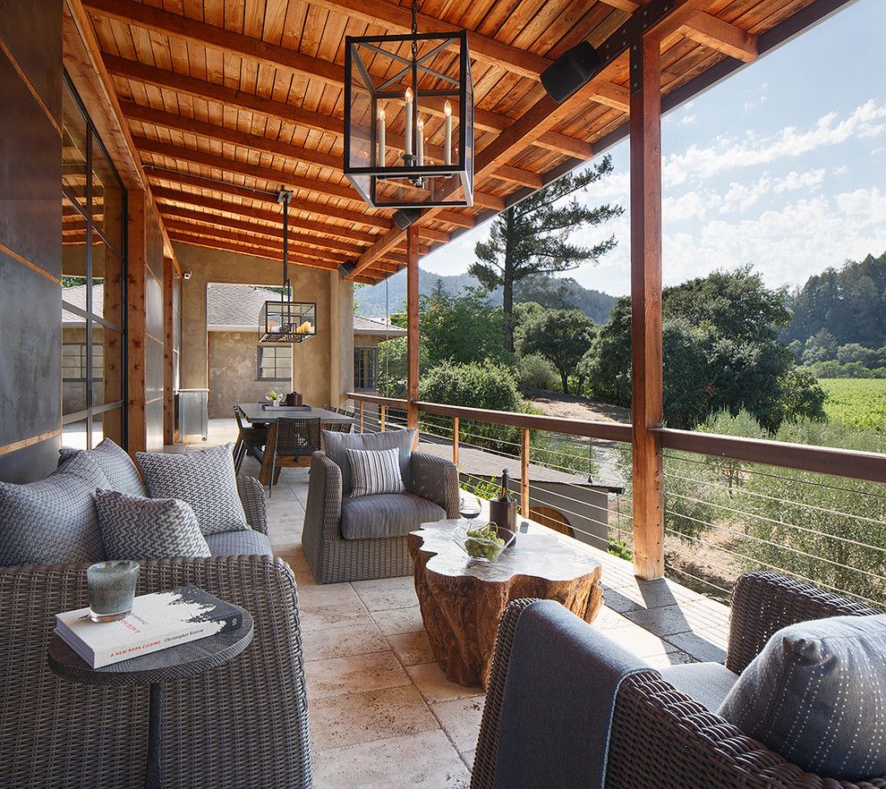 Farmstead St Helena for a Craftsman Balcony with a Beige Floor and St. Helena, Ca Residence by Weaver Design Group