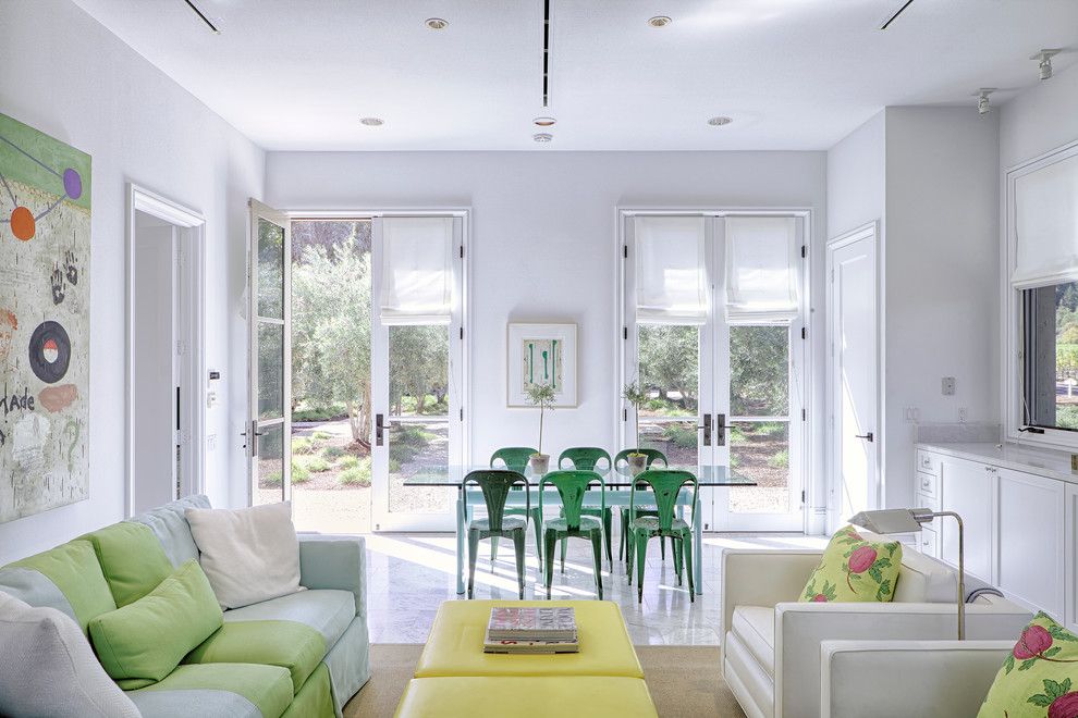 Farmstead St Helena for a Transitional Living Room with a Roman Shades and St Helena Residence by Michael Hospelt Photography