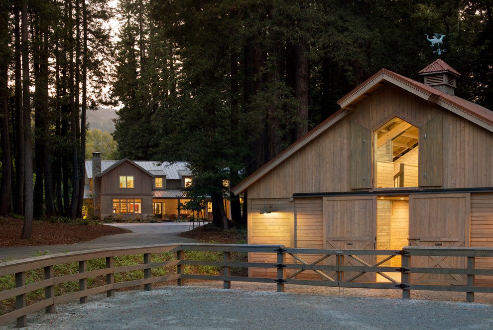 Fenceworks for a Farmhouse Shed with a Split Rail Fence and Fox Hollow by Sdg Architecture, Inc.