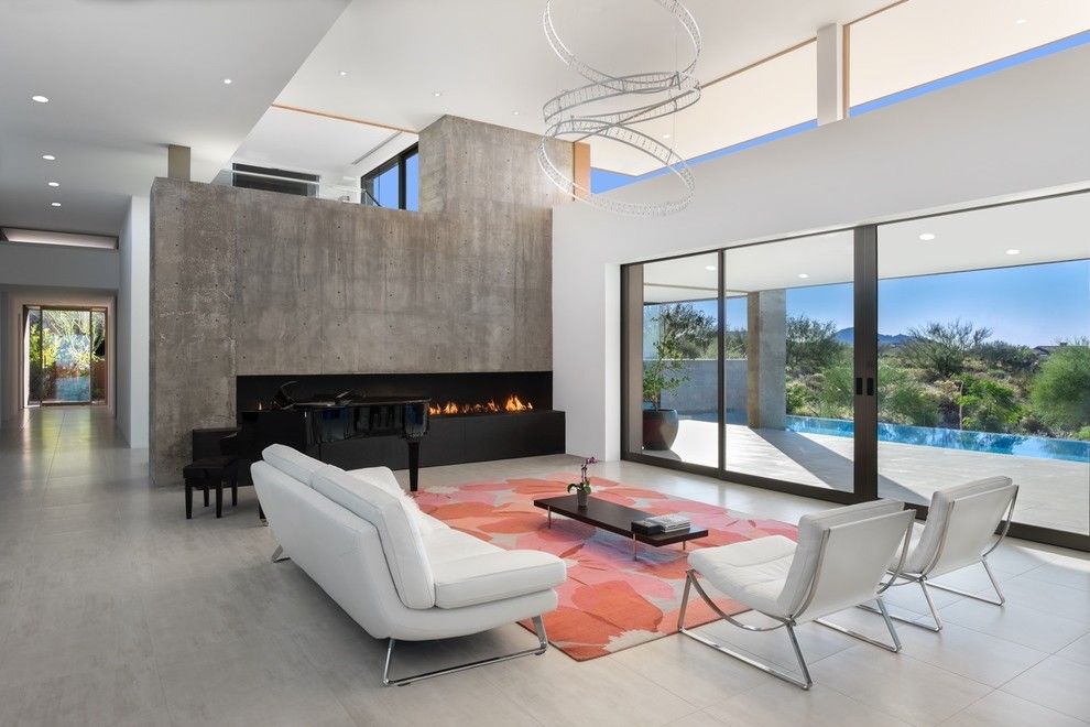 Ferguson Heating and Cooling for a Contemporary Living Room with a White Sofa and Kim Residence by Tate Studio Architects