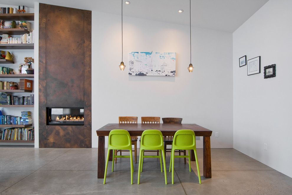 Fireplace Fashions for a Contemporary Dining Room with a Integrated Fireplace and My Houzz: The Thorns by Lucy Call