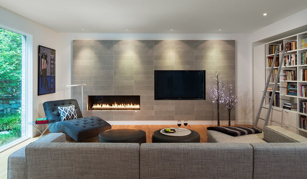 Fireplace Fashions for a Contemporary Living Room with a Fireplaces Stoves and First Floor Remodel   Potomac, Md by Carnemark Design + Build