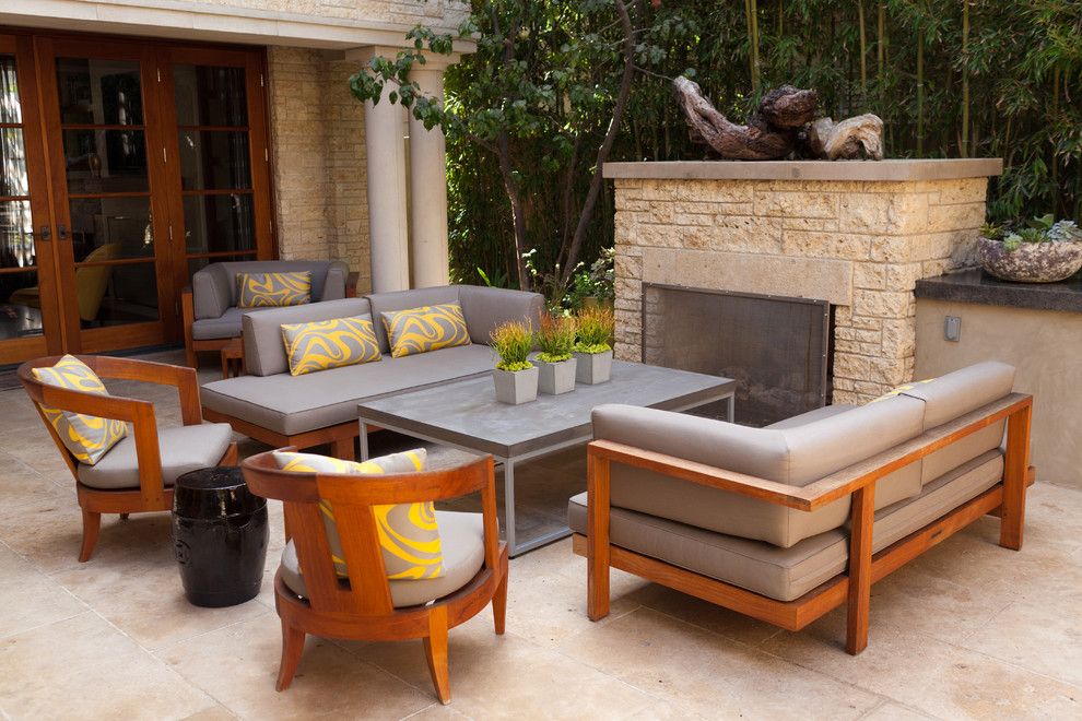 Fireside Furniture for a Contemporary Landscape with a Stonework and Bayshores #1 by Garden Studio