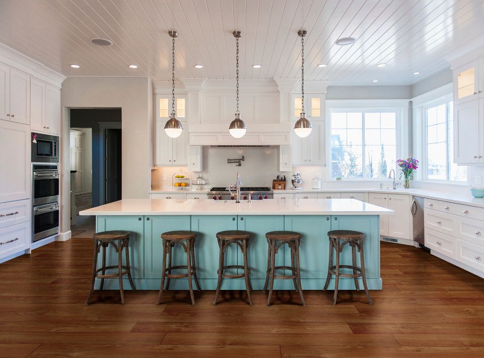Flax San Francisco for a Contemporary Kitchen with a Dark Hardwood Flooring and Kitchen by Carpet One Floor & Home