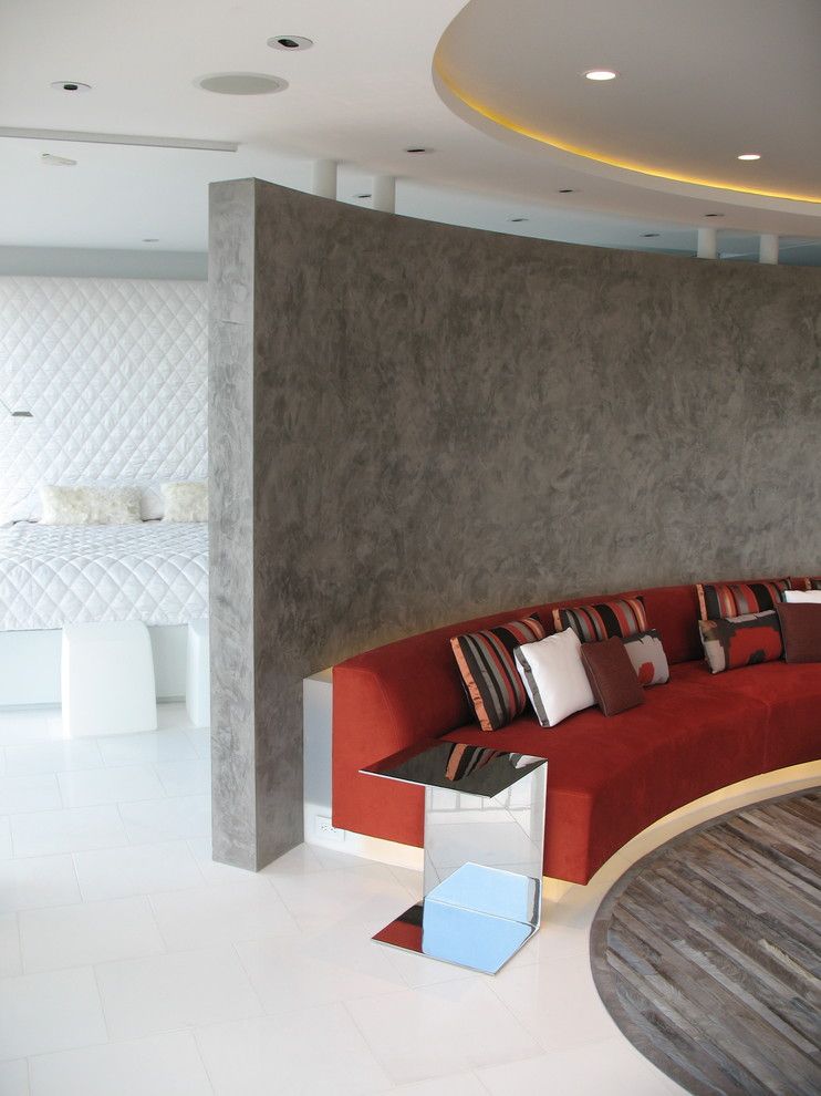 Fontana Theater for a Contemporary Family Room with a Venetian Plaster Wall and Fontana by Mark English Architects, Aia