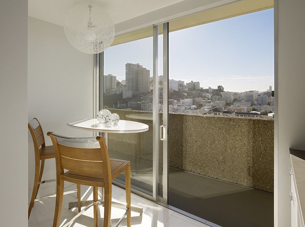 Fontana Theater for a Modern Kitchen with a Pedestal Table and Fontana Interior by Mark English Architects, Aia