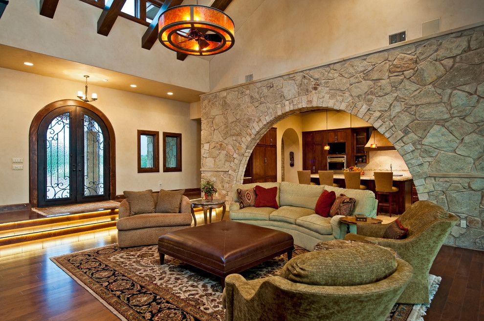 Fox Hills Golf Course for a Mediterranean Family Room with a Tuscan Style and Tuscan Custom Home on Golf Course by Jenkins Custom Homes