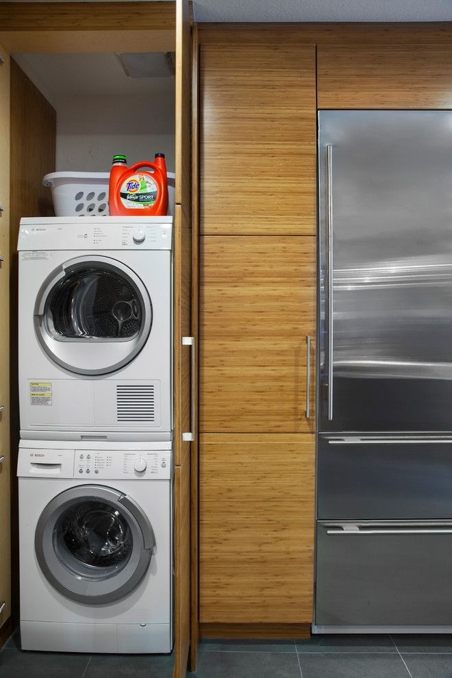 Front Load Washer Smell for a Modern Laundry Room with a Slate Tile and Lost Creek Kitchen by Dawn Hearn Interior Design