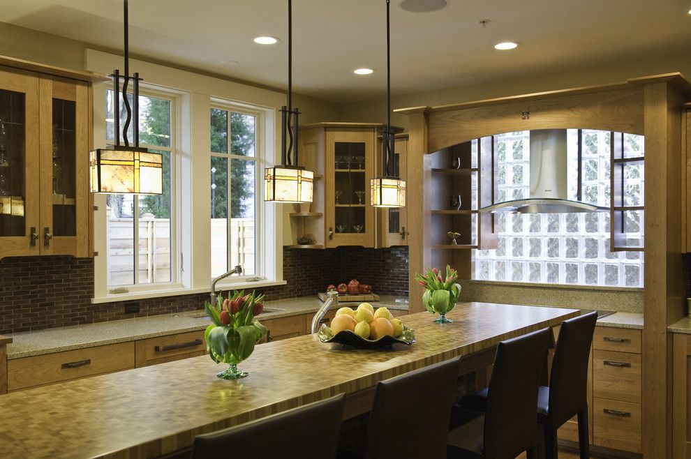 Front Range Lumber for a Craftsman Kitchen with a Glass Block and Incredibly Green Home of Chevy Chase by Christian Gladu Design