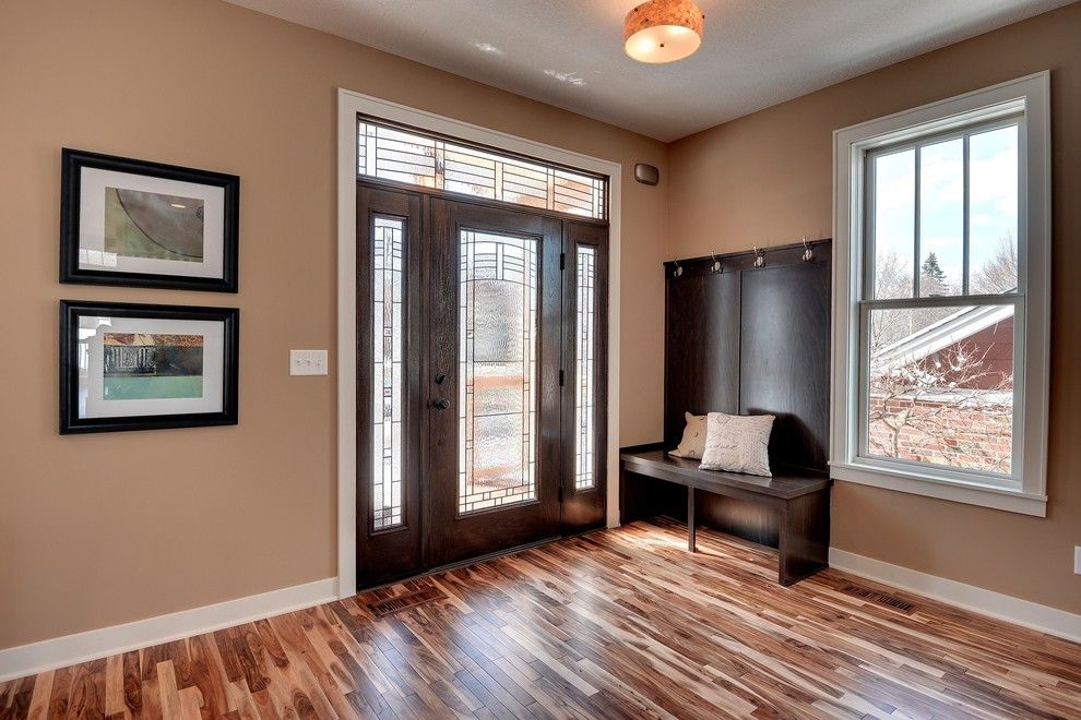 Front Range Lumber for a Transitional Entry with a Hardwood Floor and 53rd & Drew Ave   Minneapolis Fulton Neighborhood by Sustainable Nine Design + Build