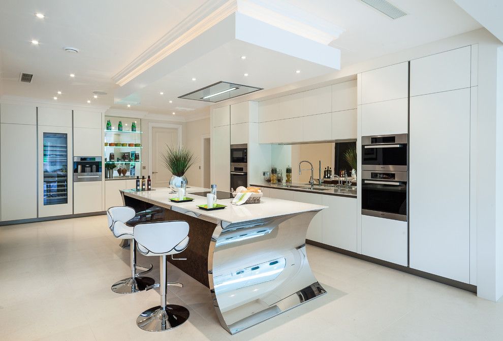 Fruit Flies in Kitchen for a Contemporary Kitchen with a Sleek Design and Oxshott, Surrey by Grech & Grech