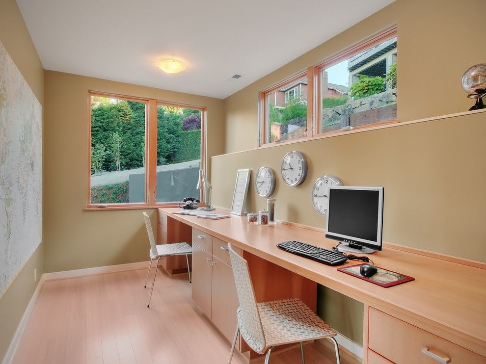 Gaf Contractor Zone for a Contemporary Home Office with a Wall Art and Inverness by Neiman Taber Architects