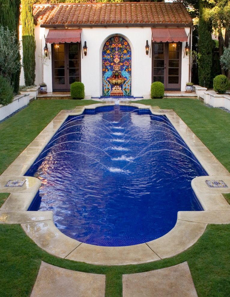 Gamble House Pasadena for a Mediterranean Pool with a Mission Stucco and Casa De Ramón Pool Designed by Gary M. Sewell Jr. Los Angeles, Ca. by Estate Pools & Landscapes Design/build