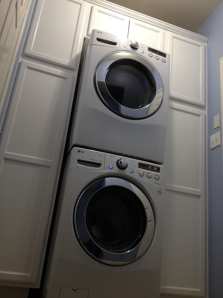 Gas Dryer vs Electric Dryer for a Beach Style Laundry Room with a Washer and Dryer Cabinet and Laundry Room Turn Around by Aggiepokes625