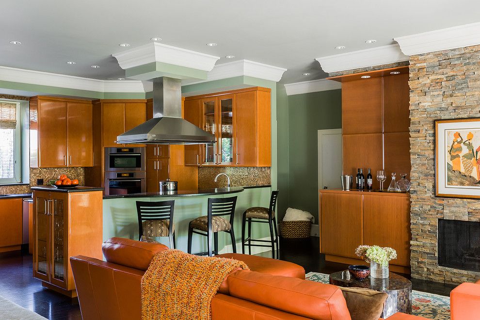 Gas Dryer vs Electric Dryer for a Contemporary Kitchen with a Crown Molding and Modern Kitchen by K.marshall Design Inc.