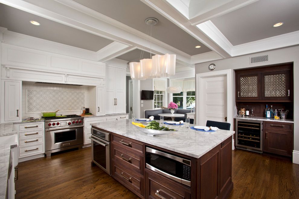 Gas Dryer vs Electric Dryer for a Transitional Kitchen with a Mosaic and Saratoga Springs Bespoke Kitchen by Teakwood Builders, Inc.